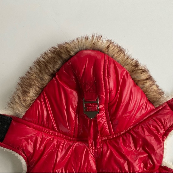 The Worthy Dog Park City Puffer Hoodie Jacket Red XS Winter Sherpa Pet Cozy NWT - Picture 10 of 11
